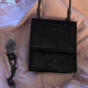 Badgley Mischka Black Beaded Crossbody Bag